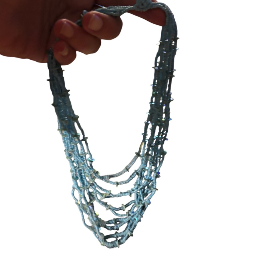 Layered beautiful Blue Seed Bead Necklace